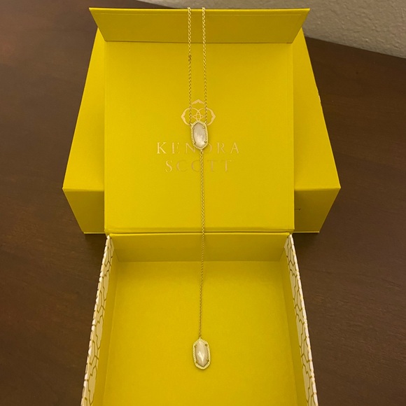 Kendra Scott gold Y necklace with white stone.  NWT.  With bag and box. - Picture 2 of 3